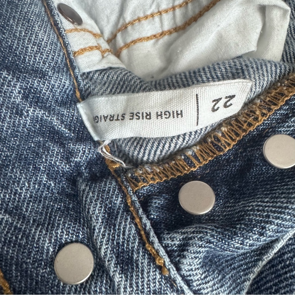PacSun Women's Blue Ripped Straight Leg Jeans - Picture 7 of 10